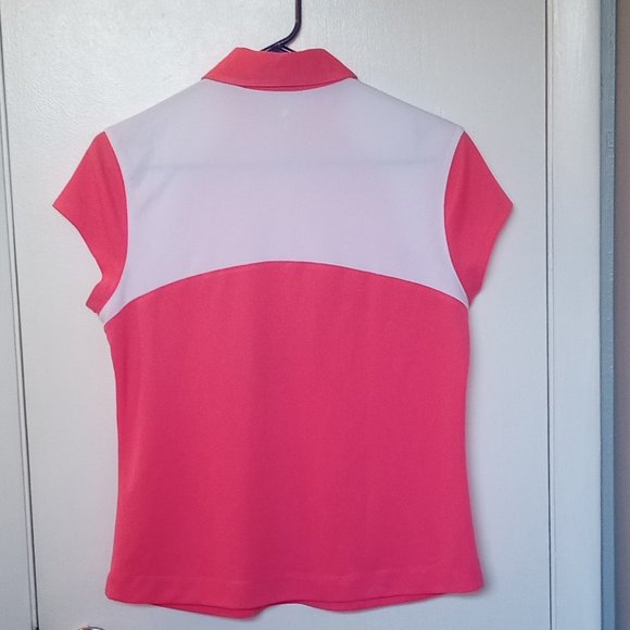 GOLF AMERICA Women's Pink and White Polo shirt  Size PM - Picture 2 of 5
